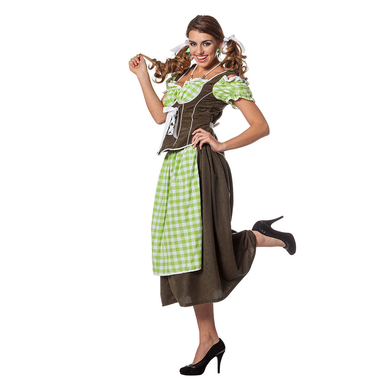 Op deze afbeelding zie je een Kostuums, van het merk Wilbers. Beierse Dirndl Suedine Vrouw Kostuum