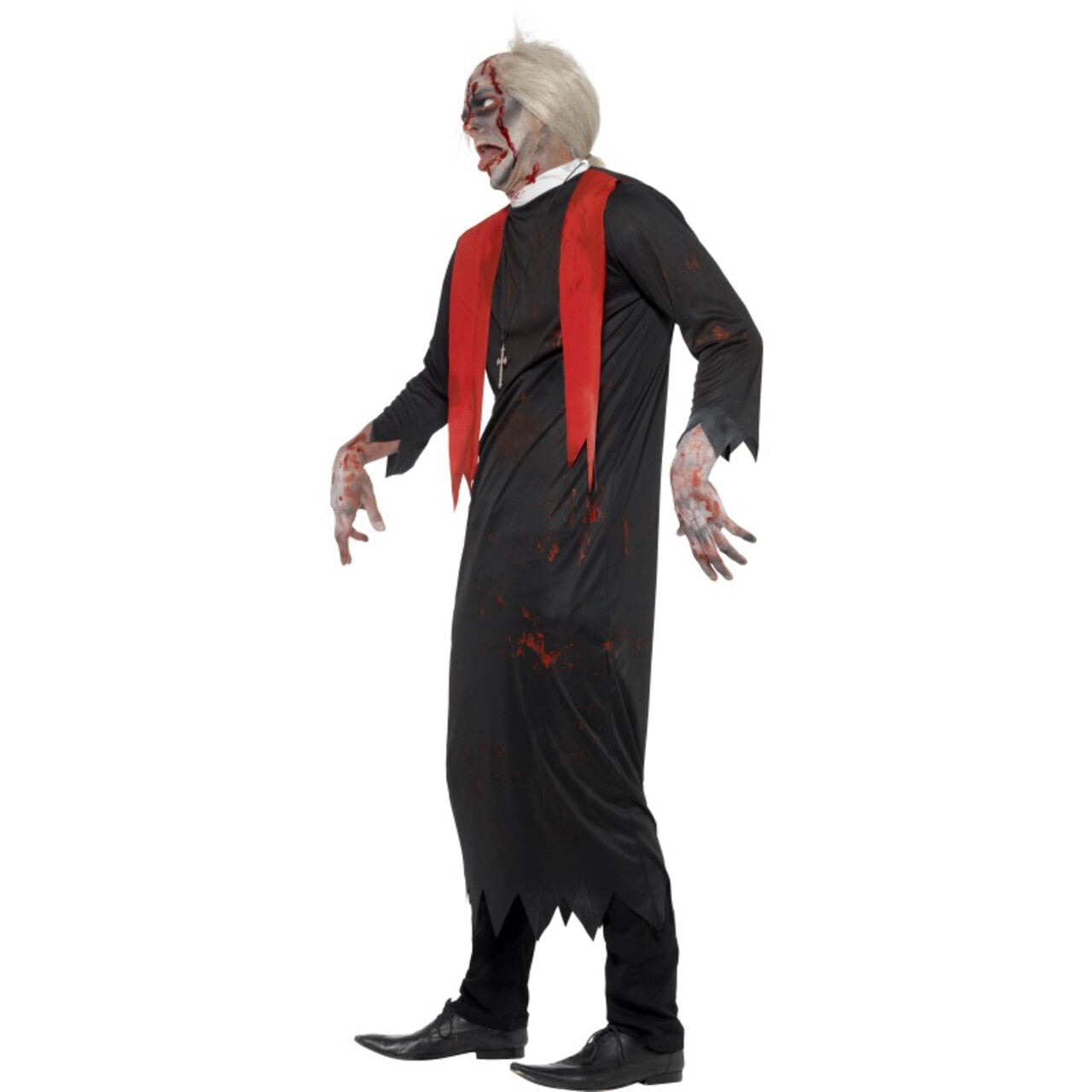 Op deze afbeelding zie je een Kostuums, van het merk Smiffy's. Zombie Priester Carlo Man Kostuum
