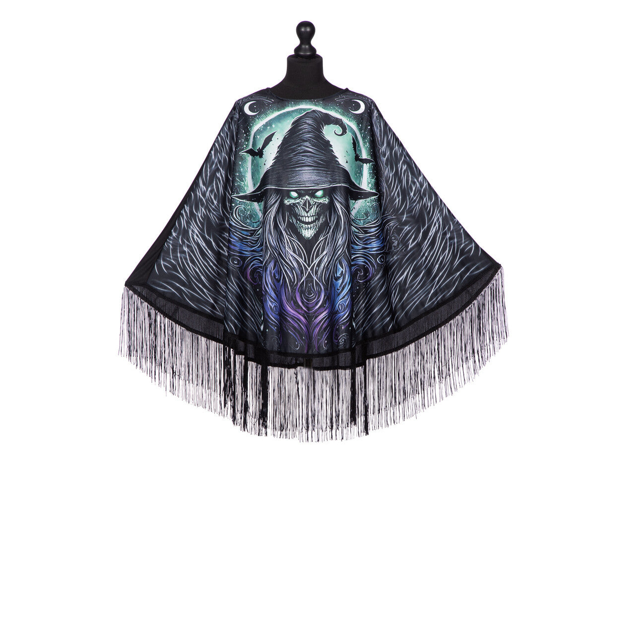 Op deze afbeelding zie je een Kostuums, van het merk Wilbers. Hocus Pocus Heksen Poncho Vrouw