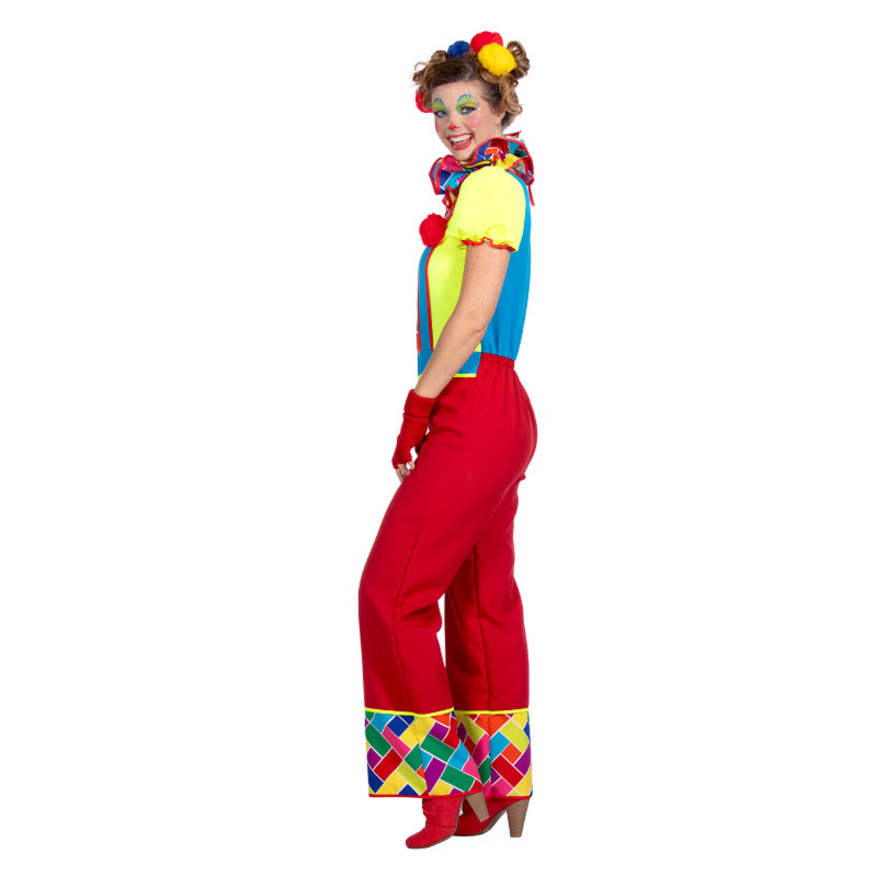 Op deze afbeelding zie je een Kostuums, van het merk Wilbers. Lachende Clown Vero Vrolijk Vrouw Kostuum