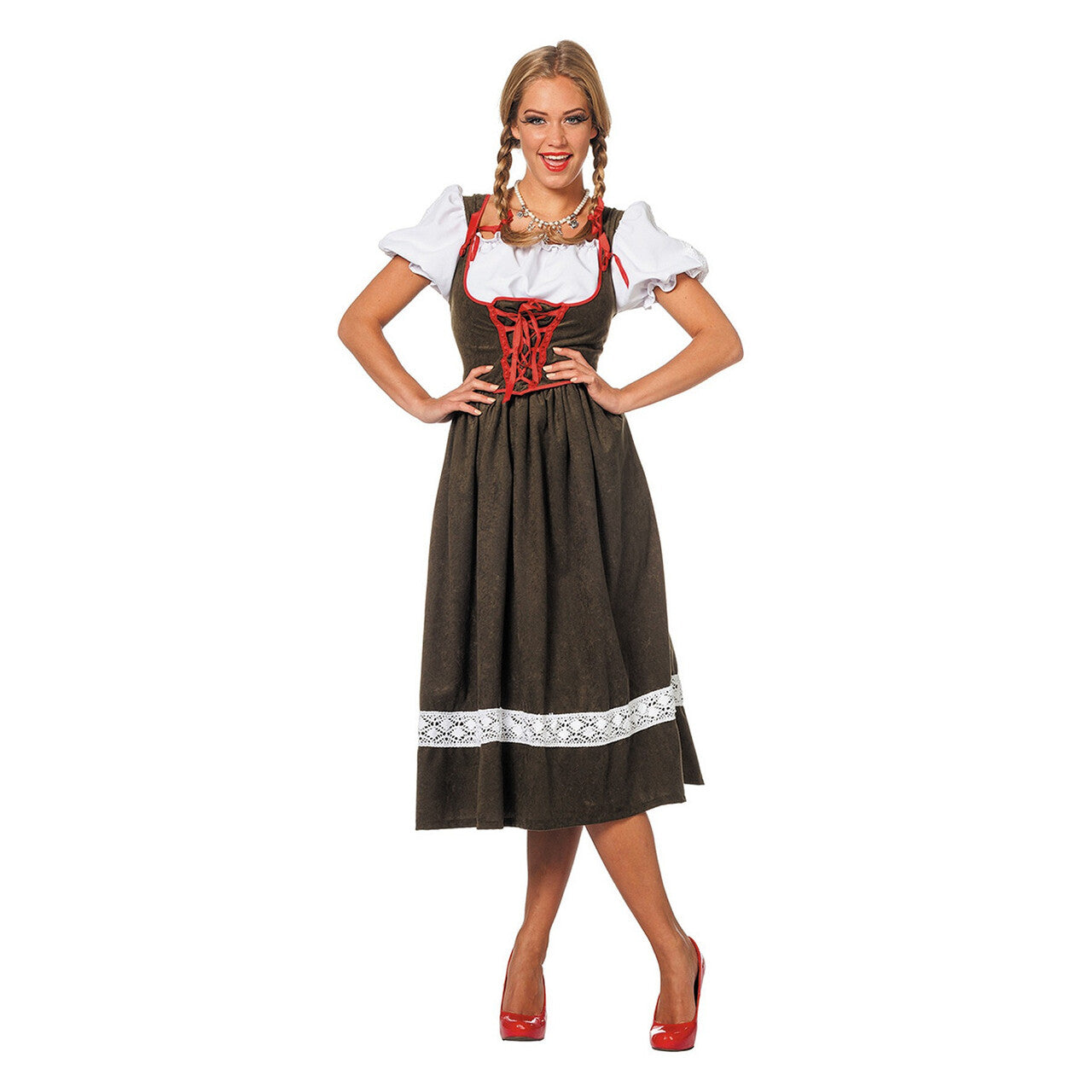 Op deze afbeelding zie je een Kostuums, van het merk Wilbers. Lange Donkergroene Keurige Oktoberfest Dirndl Vrouw Kostuum