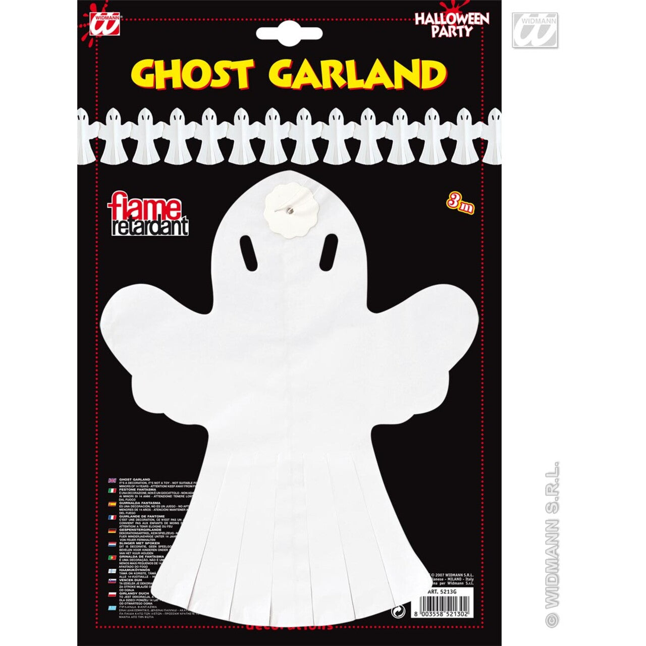 Op deze afbeelding zie je een Decoratie, van het merk Widmann. Slinger Spook 3 Meter Brandveilig