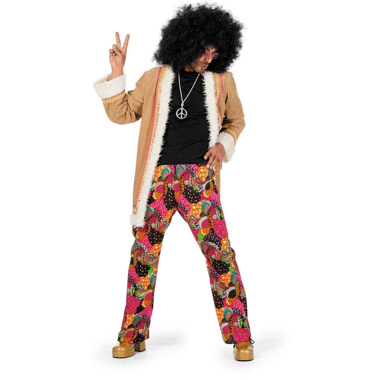 Op deze afbeelding zie je een Kostuums, van het merk Wilbers. Hippie Lang Spliffy Man Kostuum