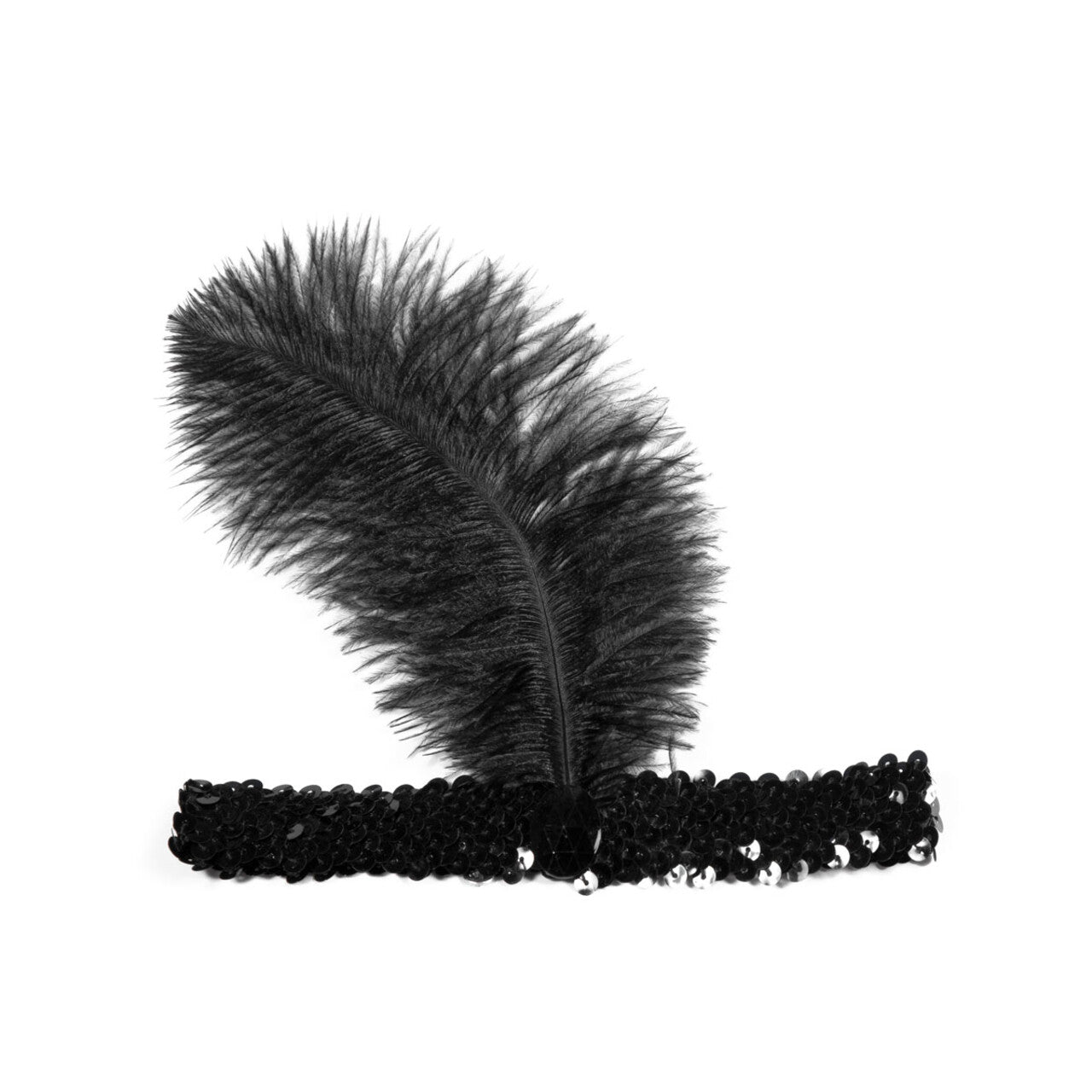 Op deze afbeelding zie je een Accessoires, van het merk Wilbers. Glam Party Charleston Hoofdband Met Veer Zwart