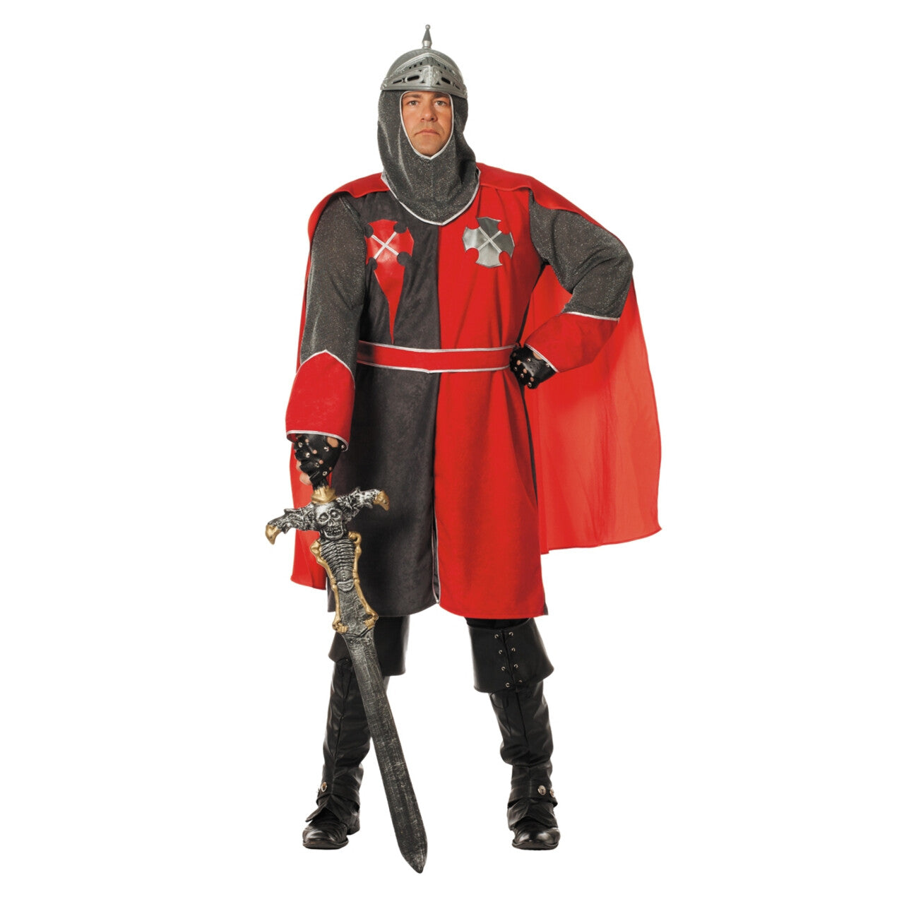 Op deze afbeelding zie je een Kostuums, van het merk Wilbers. Rawhide Ridder Arthur, Grijs / Rood Man Kostuum