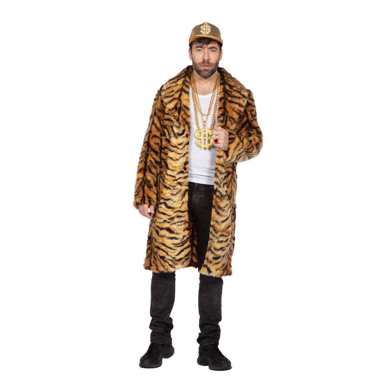 Op deze afbeelding zie je een Kostuums, van het merk Wilbers. Party Pimp Tijger Bontjas Man
