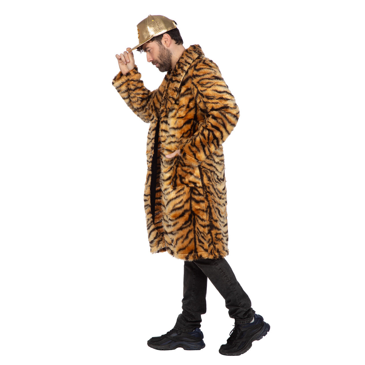 Op deze afbeelding zie je een Kostuums, van het merk Wilbers. Party Pimp Tijger Bontjas Man