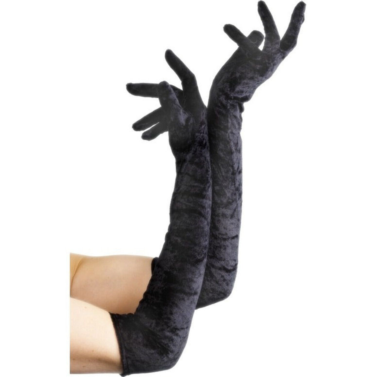 Op deze afbeelding zie je een Accessoires, van het merk Smiffy's. Lange Zwarte Handschoenen Fluweel Vrouw