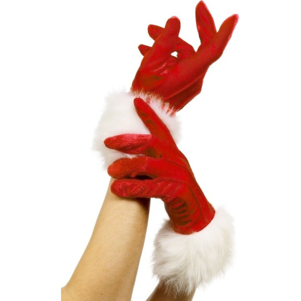Op deze afbeelding zie je een Accessoires, van het merk Smiffy's. Rode Vrouwelijke Kerstman Handschoenen