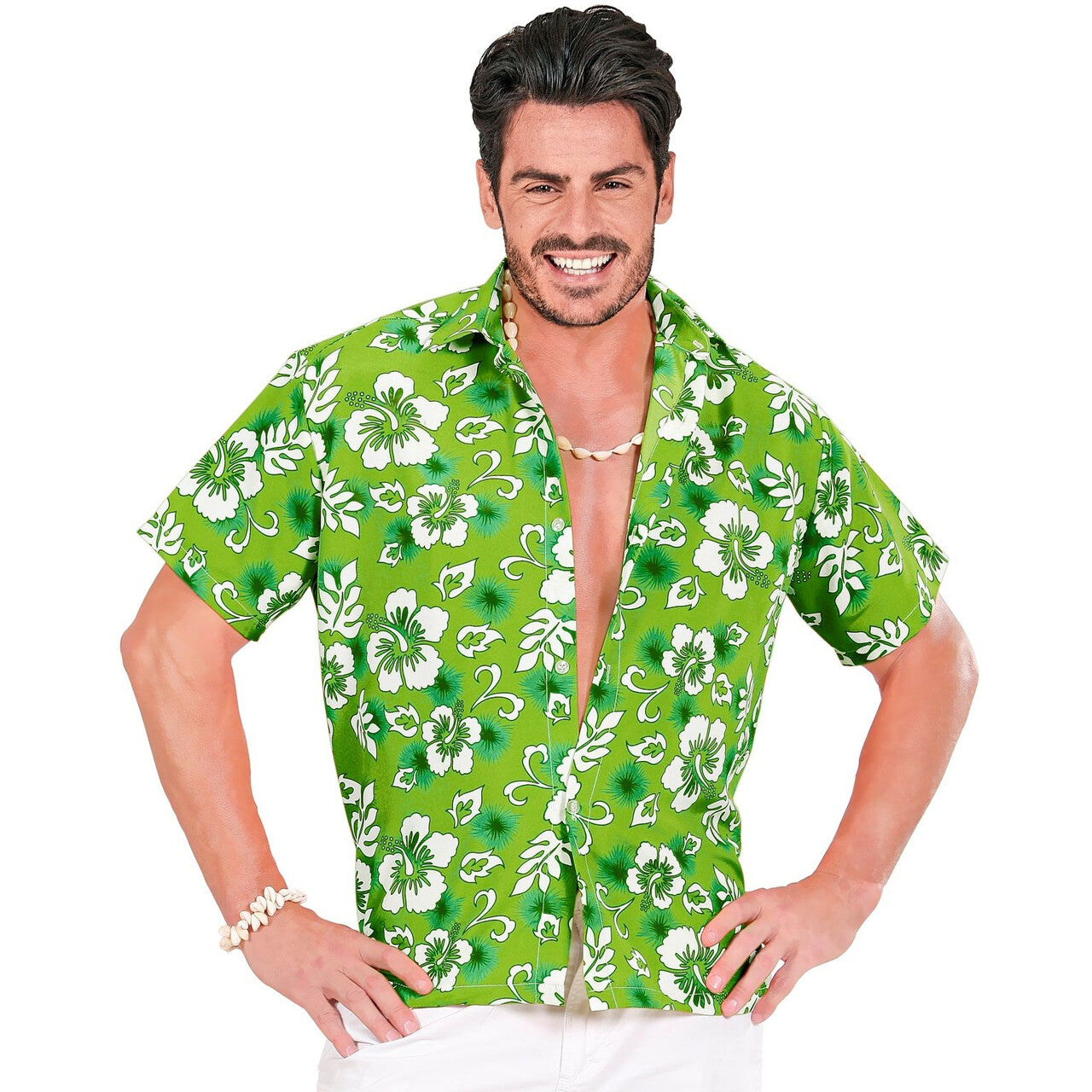 Op deze afbeelding zie je een Kostuums, van het merk Widmann. Hawaii Shirt Groen Man