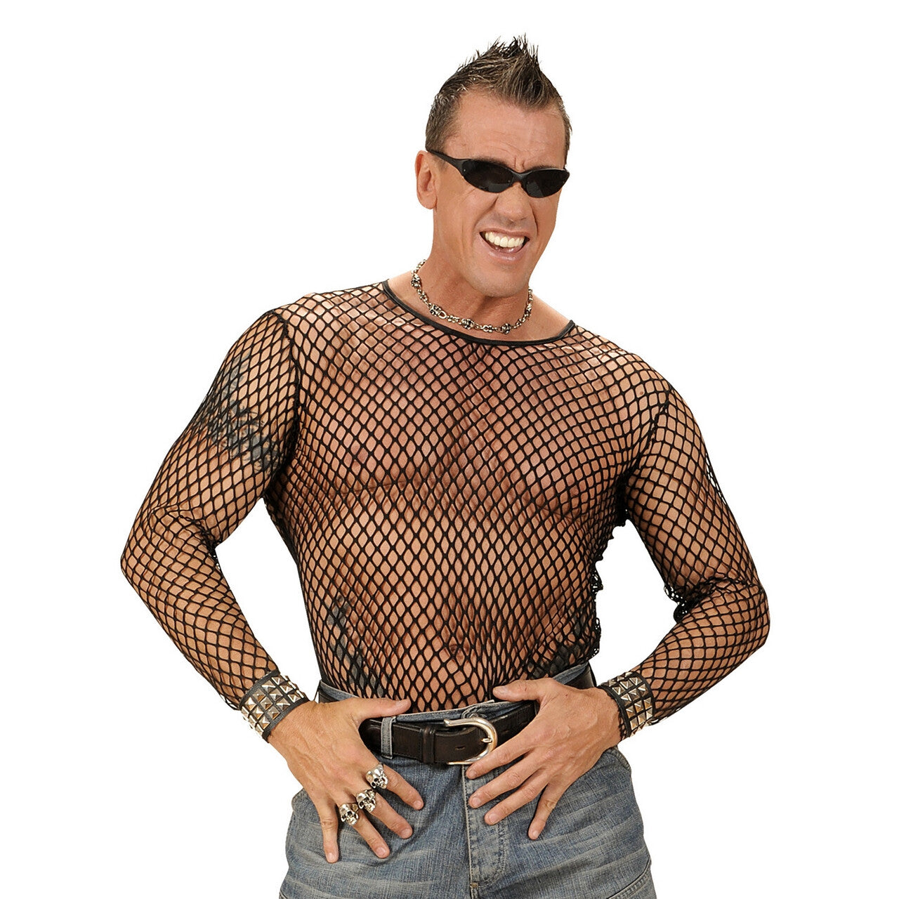 Op deze afbeelding zie je een Kostuums, van het merk Widmann. Shirt Visnet Zwart Man