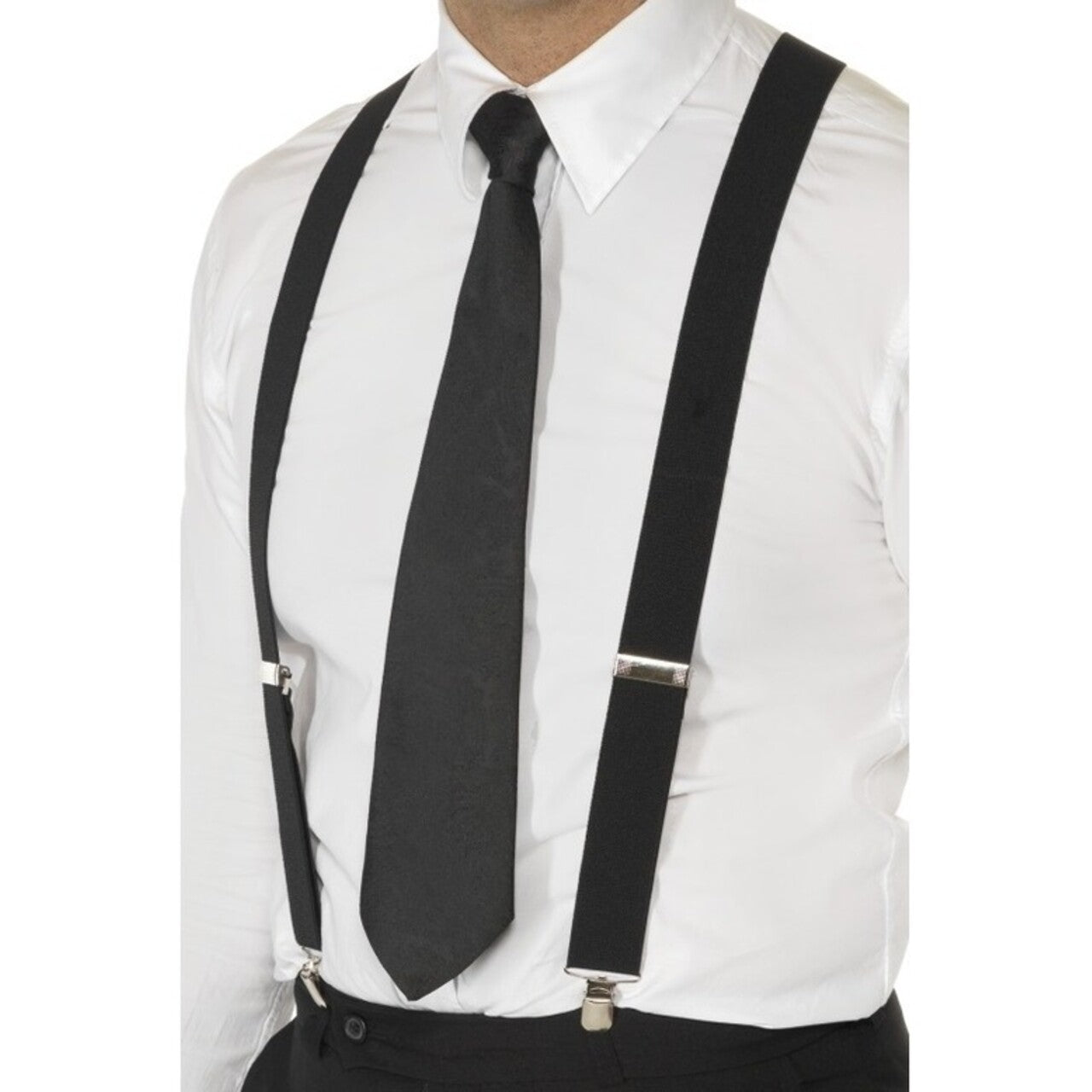 Op deze afbeelding zie je een Accessoires, van het merk Smiffy's. Zwarte Elastische Bretels Volwassen
