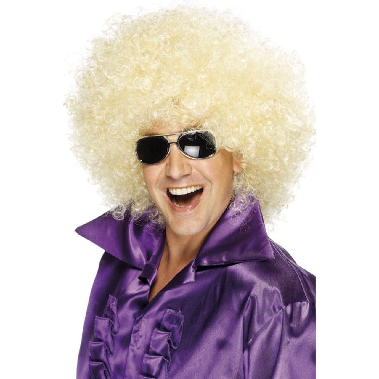Op deze afbeelding zie je een Accessoires, van het merk Smiffy's. Grote Afro Pruik Blond