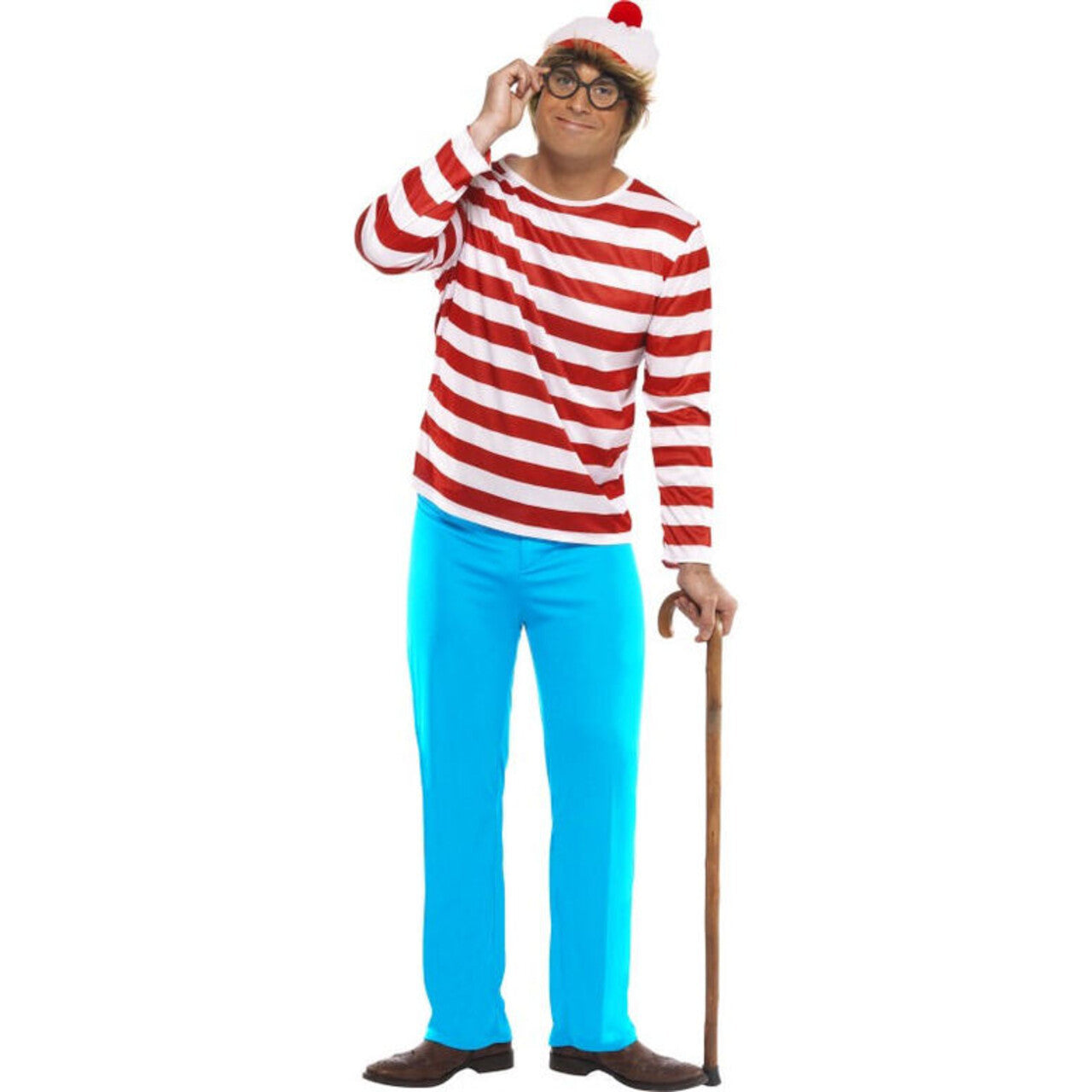 Op deze afbeelding zie je een Kostuums, van het merk Smiffy's. Waar Is Wally Man Kostuum