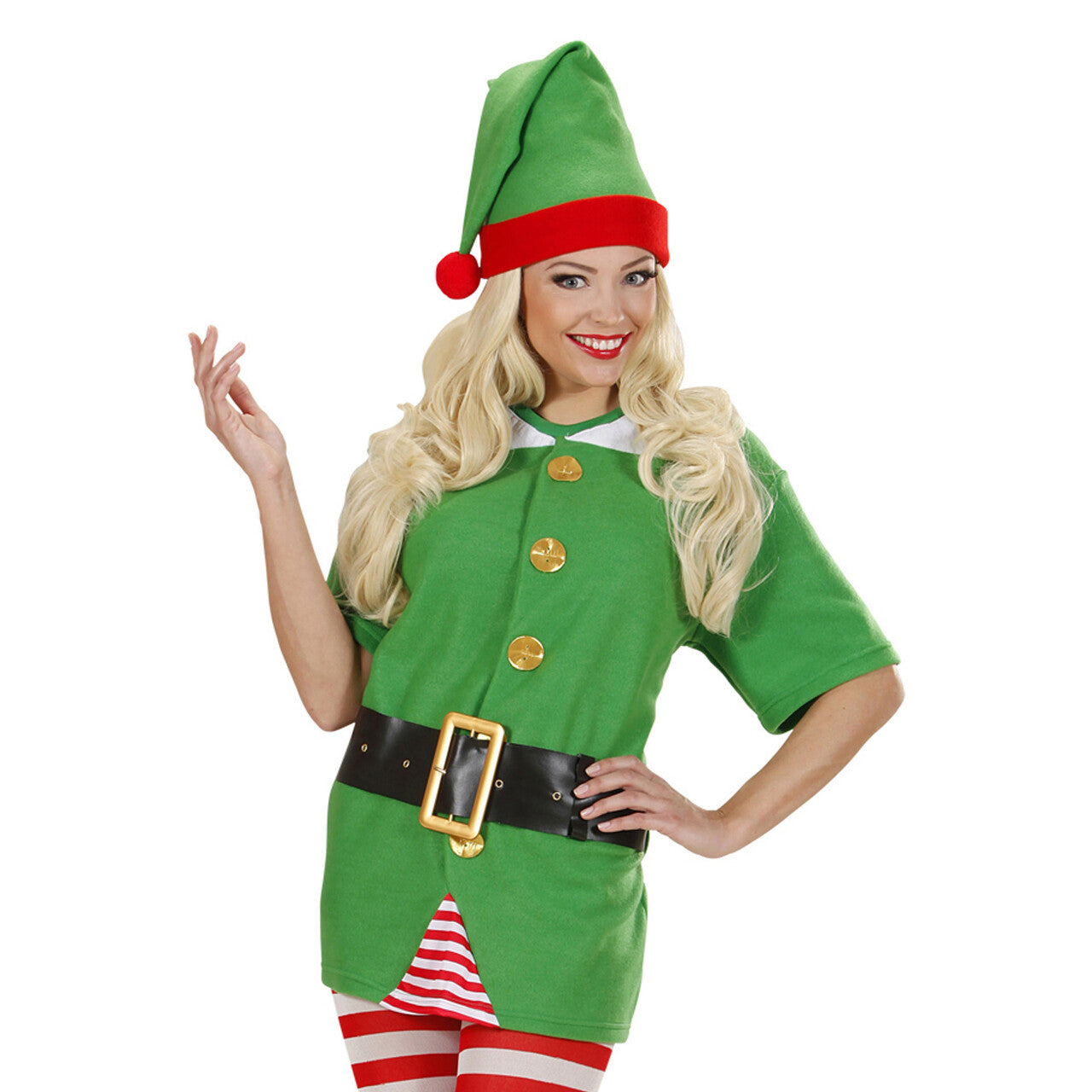 Op deze afbeelding zie je een Kostuums, van het merk Widmann. Elf Shirt Met Riem En Muts Kostuum