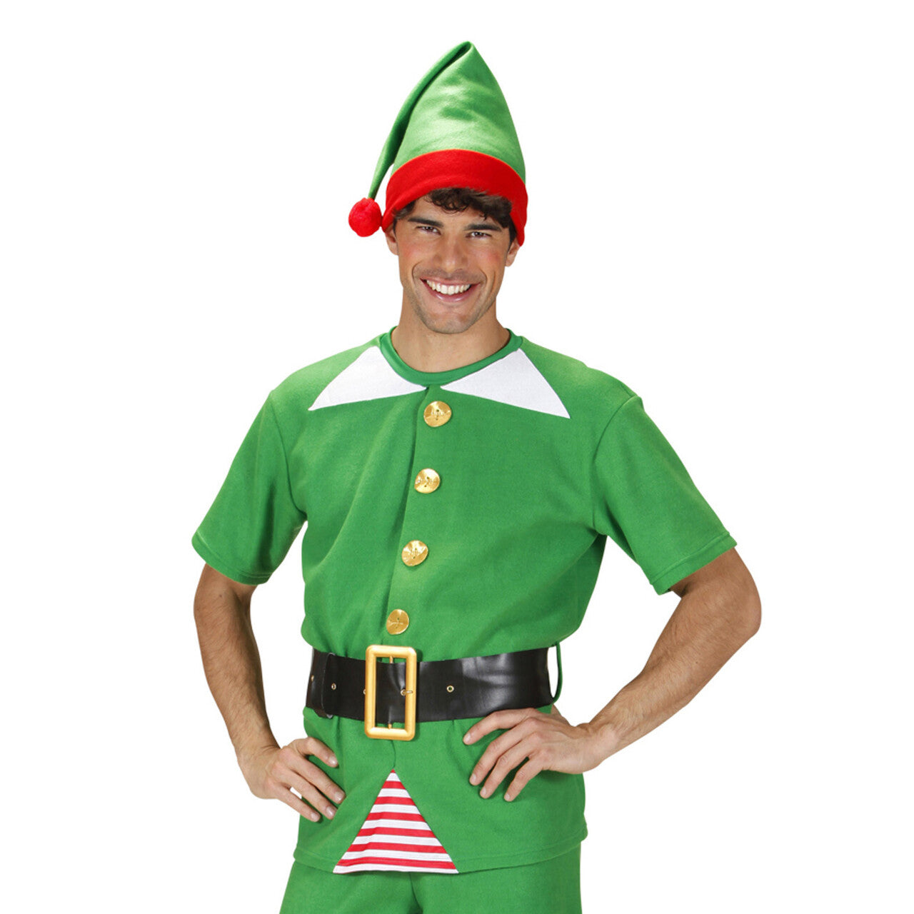 Op deze afbeelding zie je een Kostuums, van het merk Widmann. Elf Shirt Met Riem En Muts Kostuum