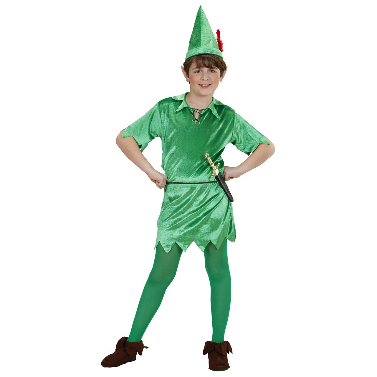Op deze afbeelding zie je een Kostuums, van het merk Widmann. Peter Pan Jongen Kostuum