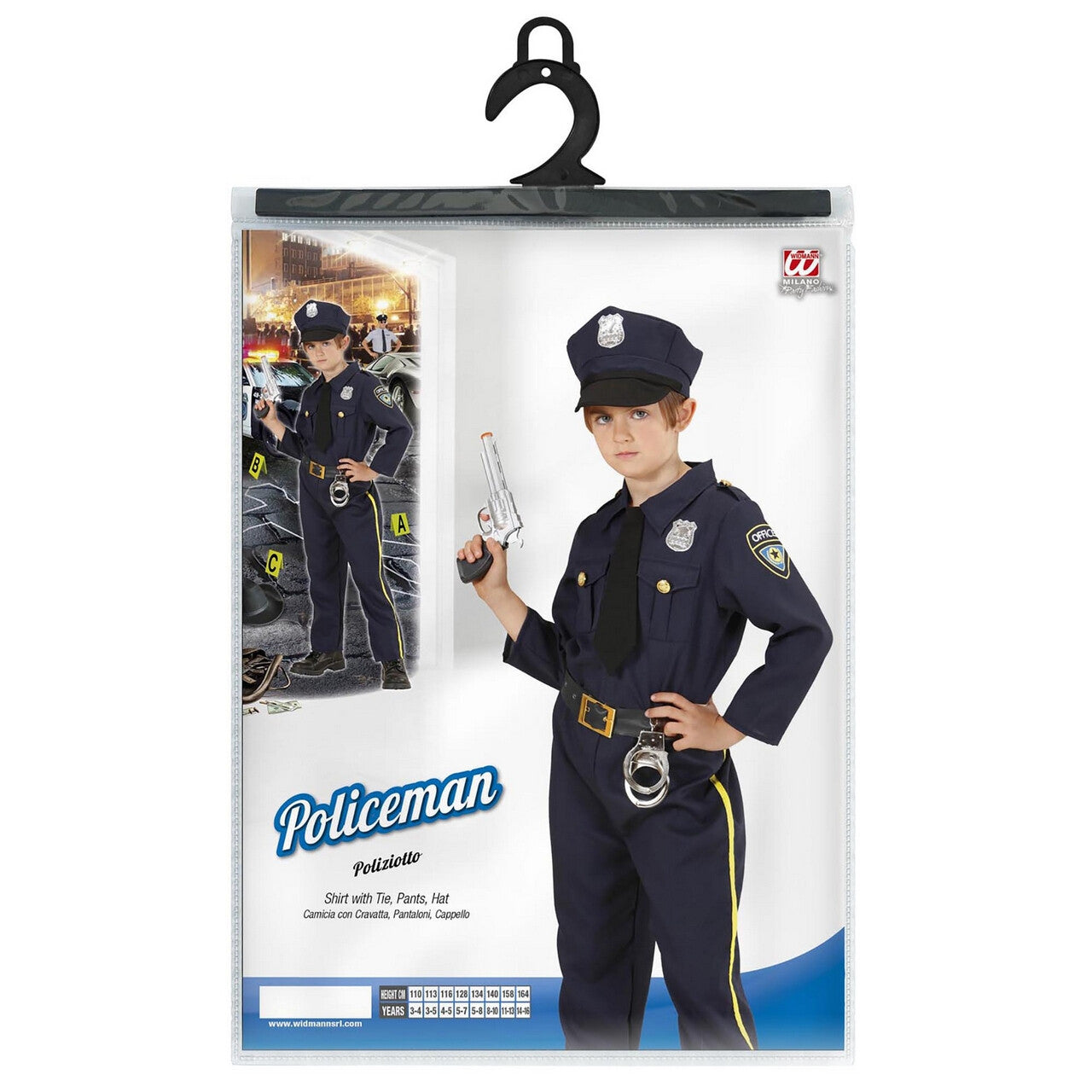 Op deze afbeelding zie je een Kostuums, van het merk Widmann. Dappere Politie Agent Jongen Kostuum