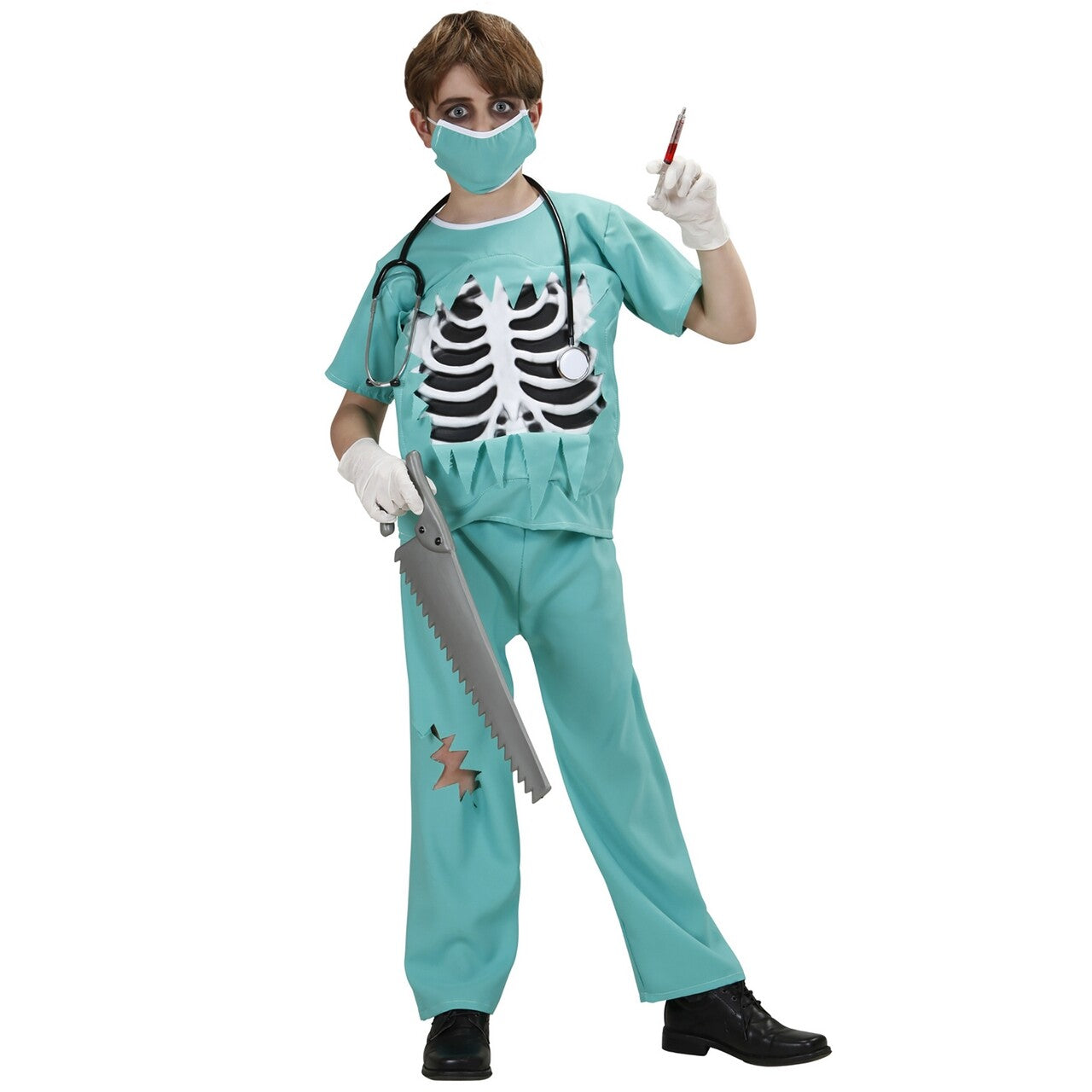 Op deze afbeelding zie je een Kostuums, van het merk Widmann. Dokter Snijgraag Chirurg Halloween Jongen Kostuum