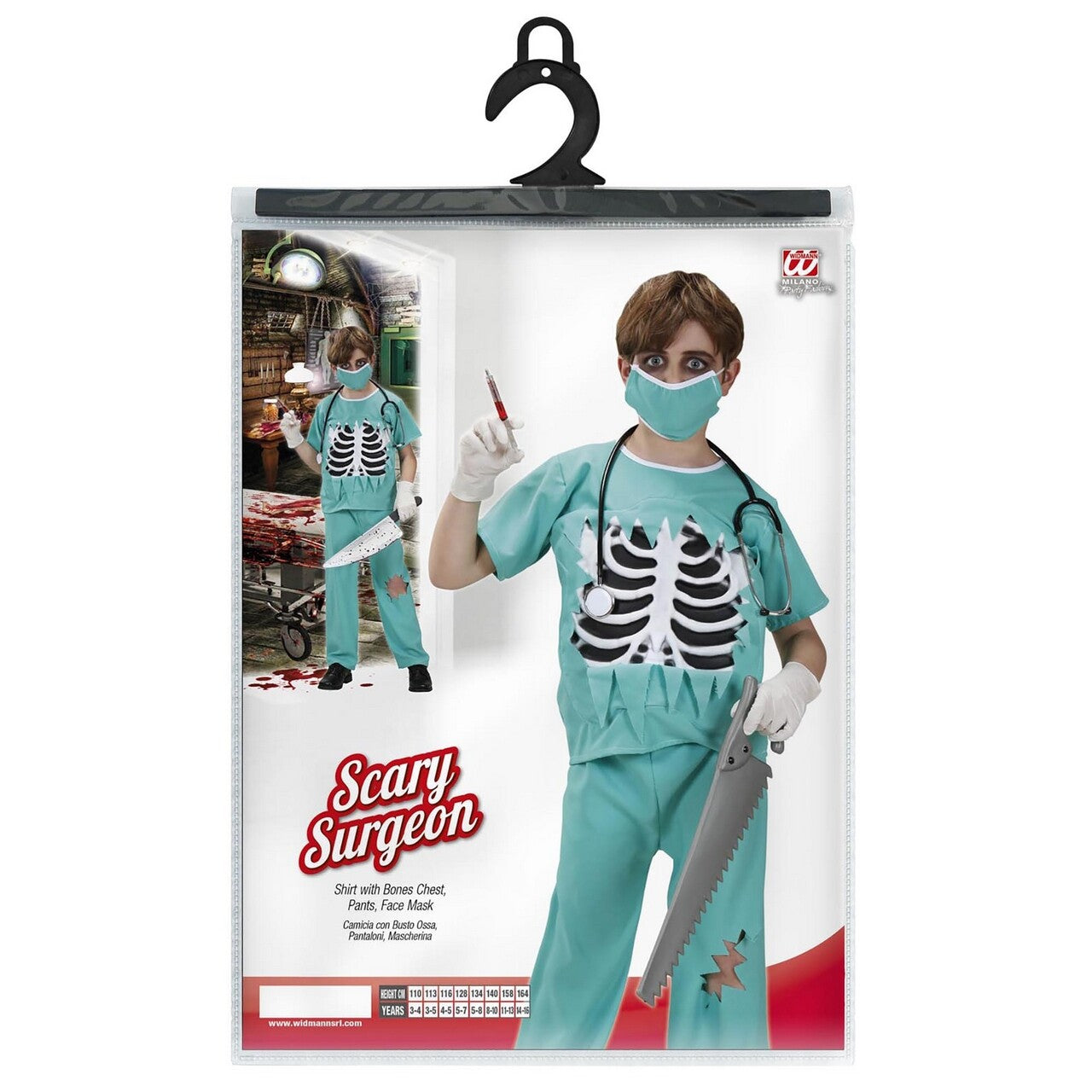 Op deze afbeelding zie je een Kostuums, van het merk Widmann. Dokter Snijgraag Chirurg Halloween Jongen Kostuum
