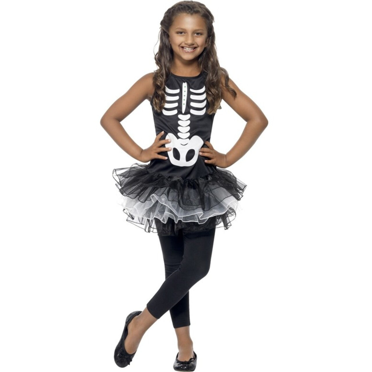 Op deze afbeelding zie je een Kostuums, van het merk Smiffy's. Kinder Skelet Tutu Kostuum Meisje