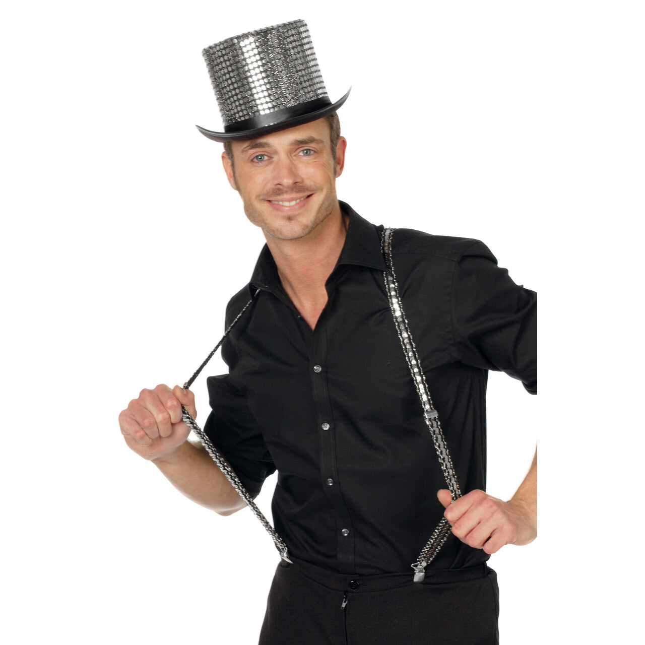 Op deze afbeelding zie je een Accessoires, van het merk Wilbers. Hoge Hoed Silver Glam Party