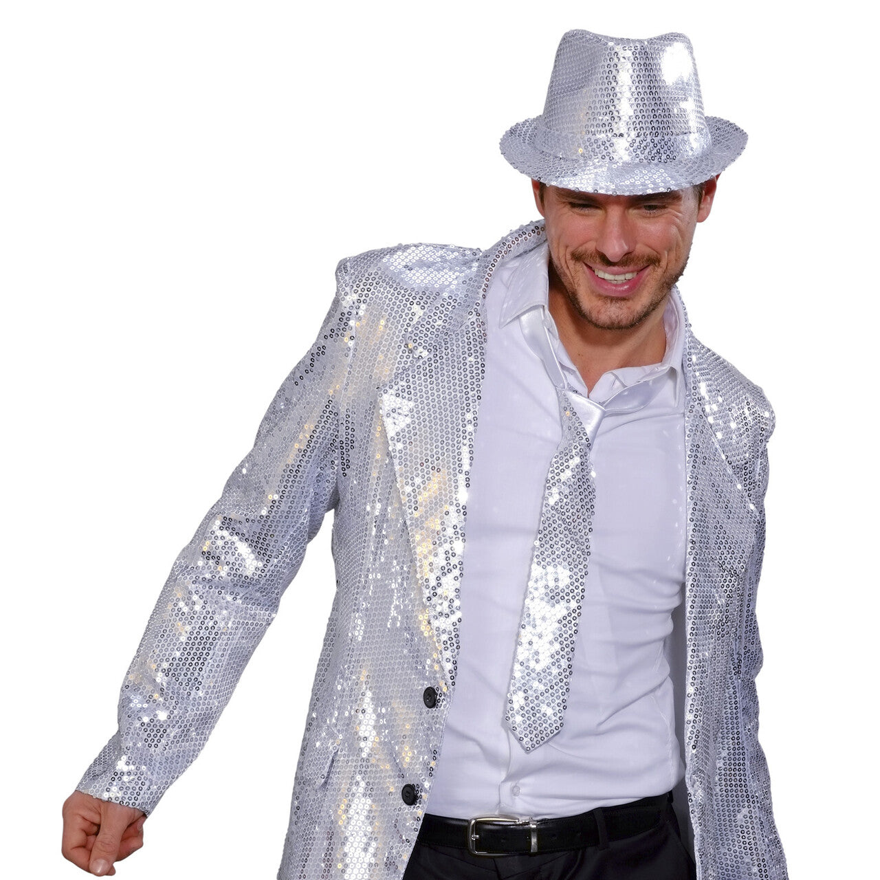 Op deze afbeelding zie je een Accessoires, van het merk Widmann. Stropdas Pailletten Zilver