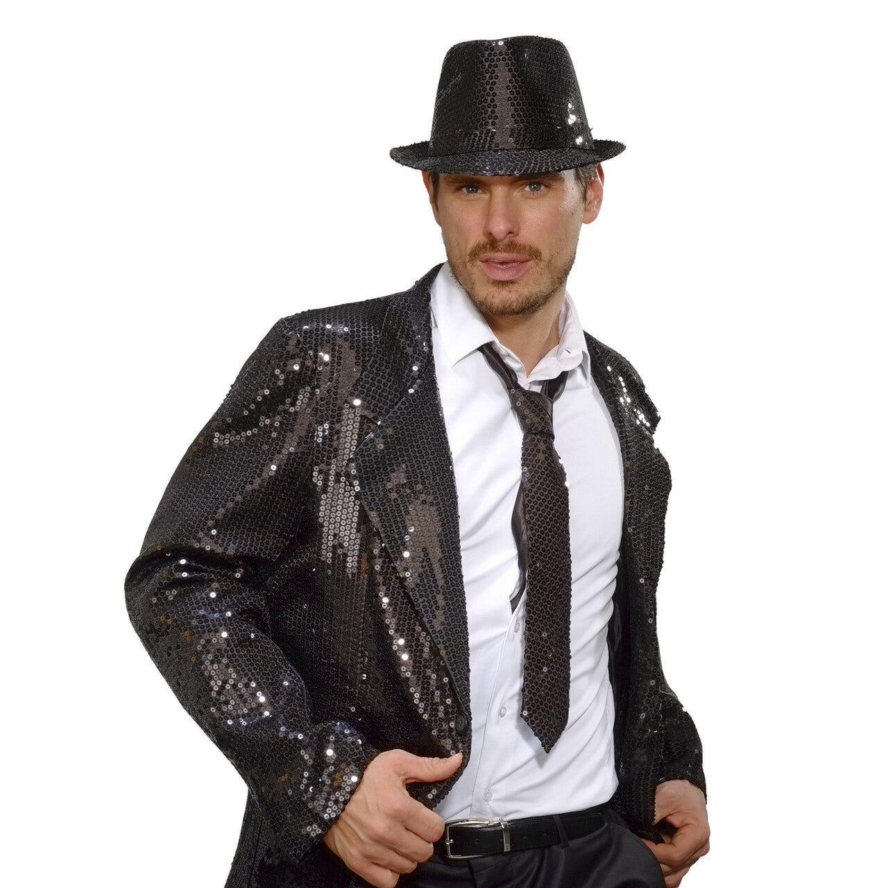 Op deze afbeelding zie je een Accessoires, van het merk Widmann. Stropdas Pailletten Zwart