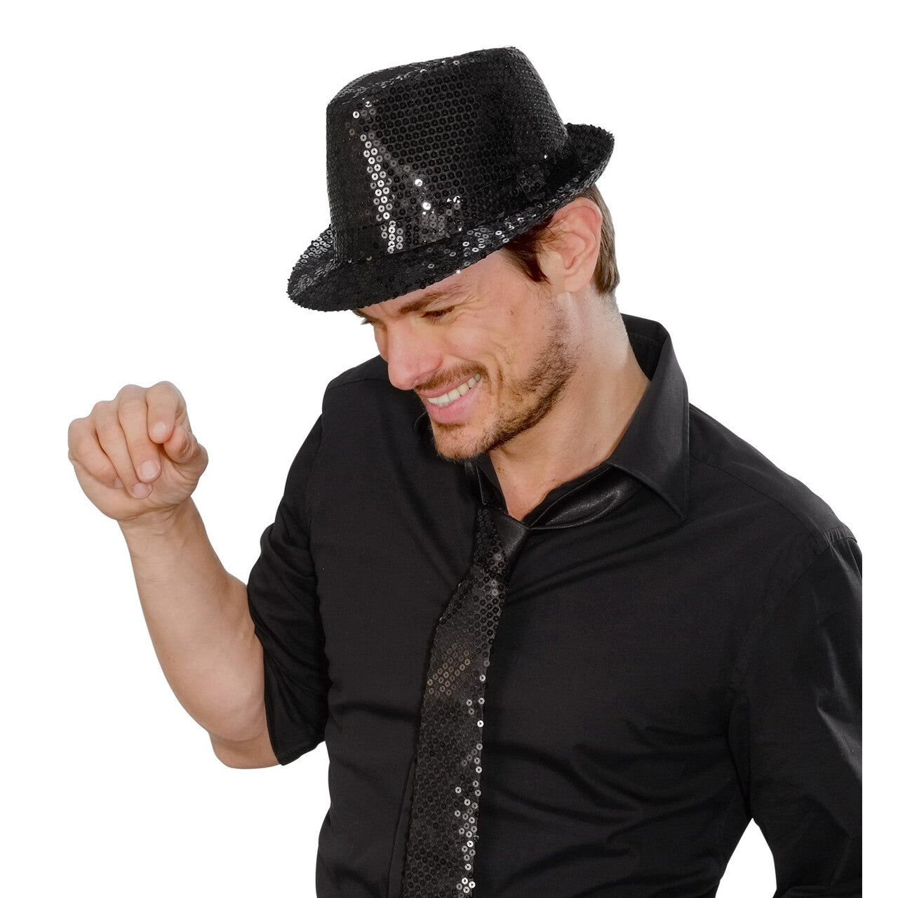 Op deze afbeelding zie je een Accessoires, van het merk Widmann. Disco Deukhoed Pailletten Zwart