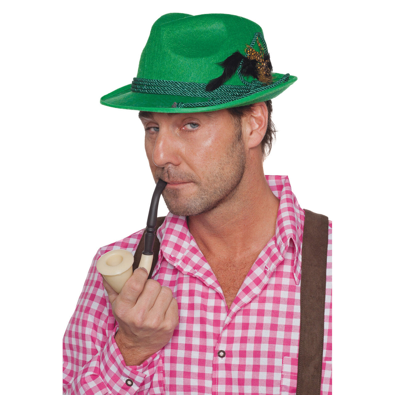 Op deze afbeelding zie je een Accessoires, van het merk Wilbers. Groene Luxe Tiroler Hoed Met Veer