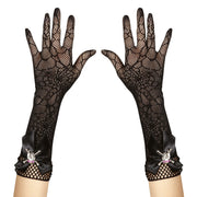 Op deze afbeelding zie je een Accessoires, van het merk Widmann. Handschoenen Spinnenweb Met Diamant Schedel