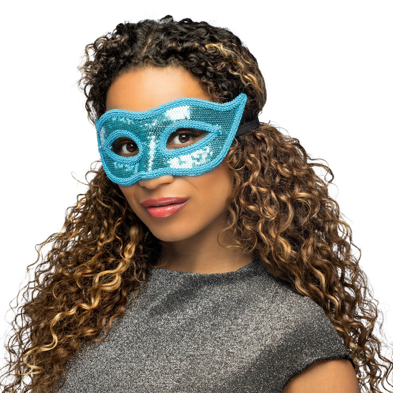 Op deze afbeelding zie je een Accessoires, van het merk Boland. Masker Venice Mystique Pailletten Masker Blauw