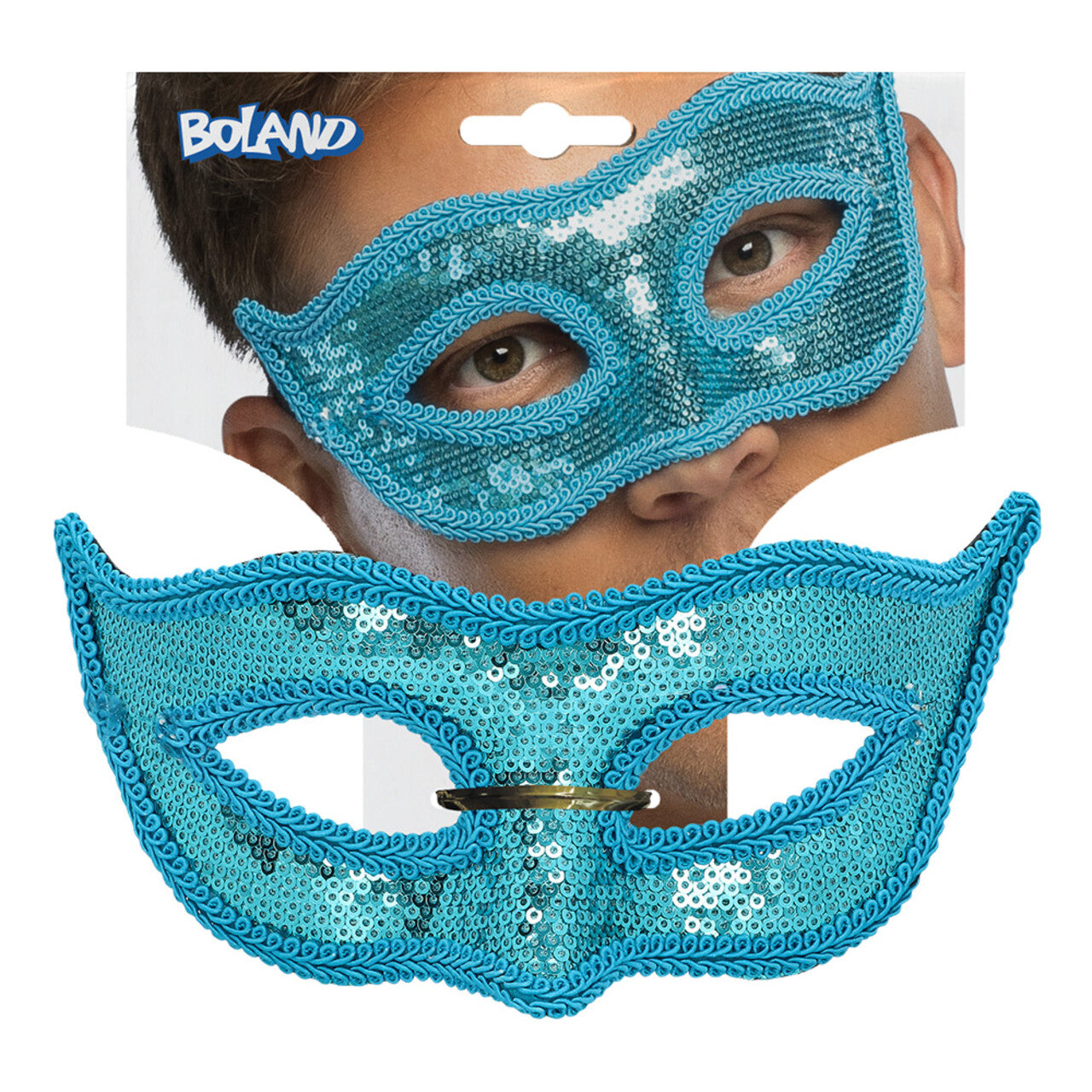 Op deze afbeelding zie je een Accessoires, van het merk Boland. Masker Venice Mystique Pailletten Masker Blauw