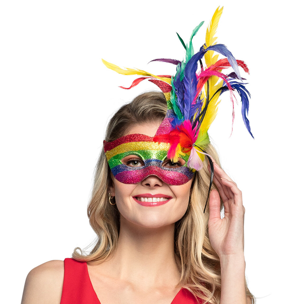 Op deze afbeelding zie je een Accessoires, van het merk Boland. Venetiaans Regenboogmasker