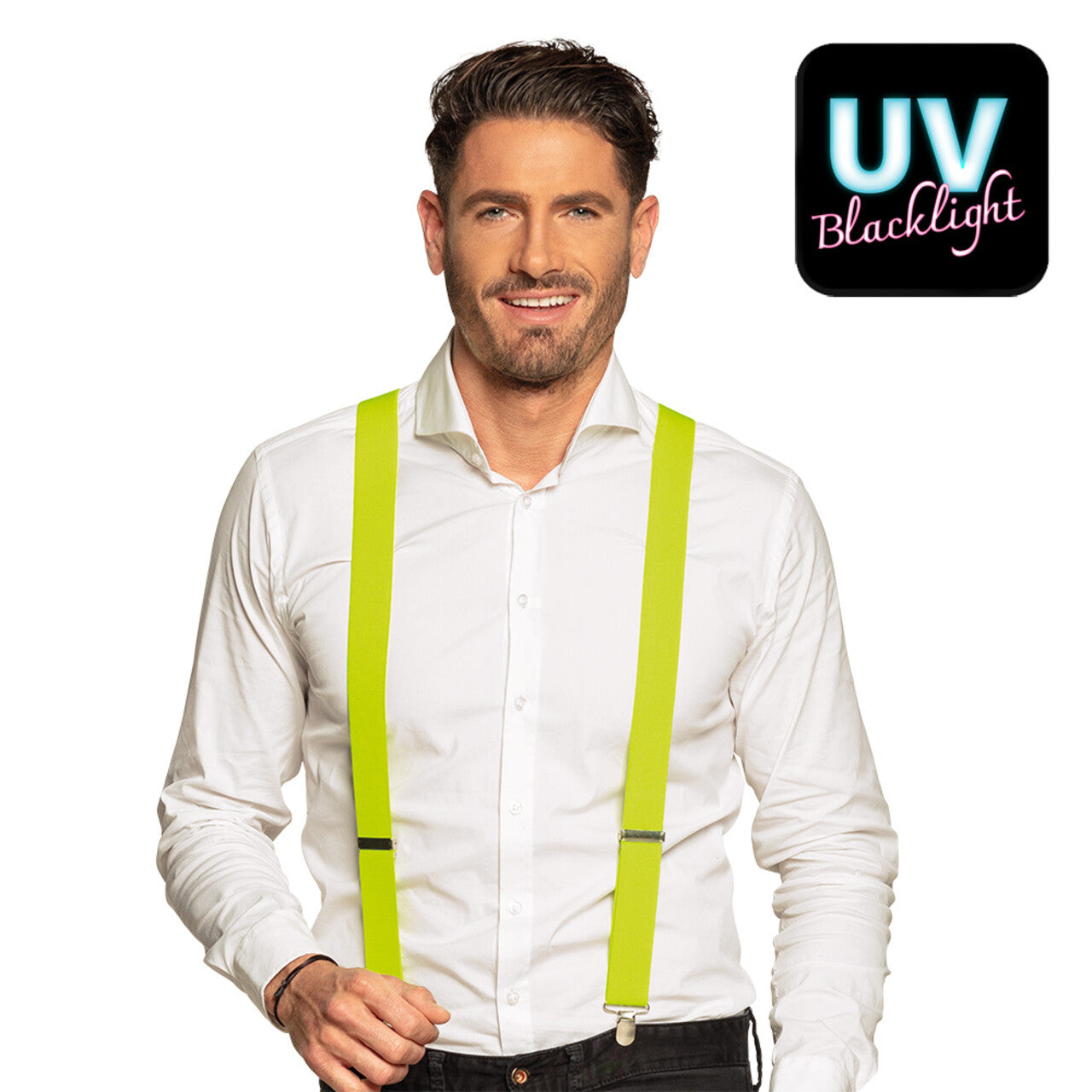Op deze afbeelding zie je een Accessoires, van het merk Boland. Basic Bretels Neongeel Uv