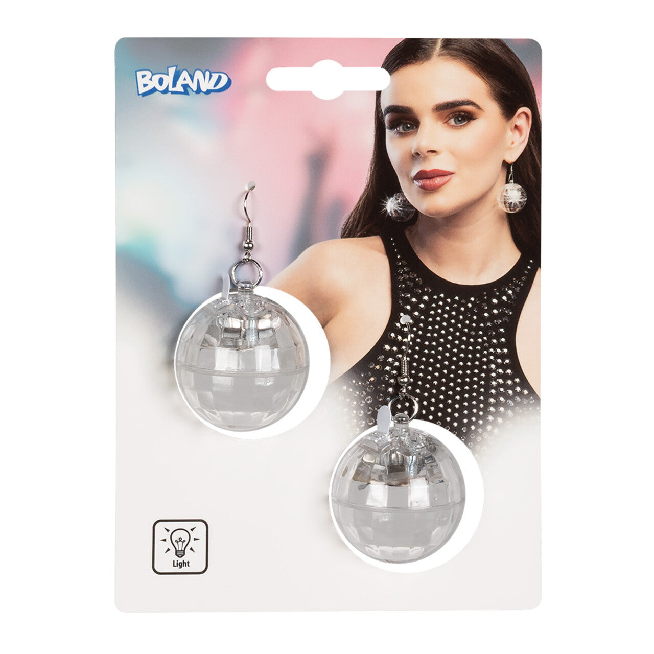 Op deze afbeelding zie je een Accessoires, van het merk Boland. Paar Led Oorbellen Discobal