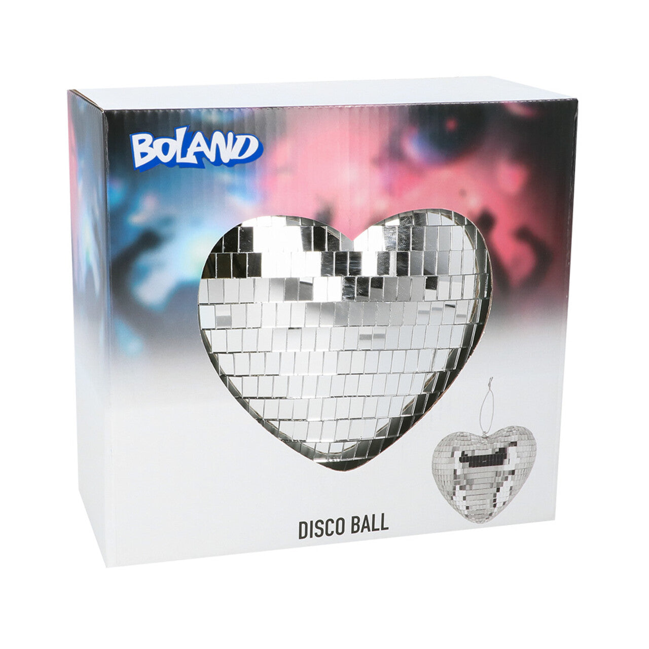 Op deze afbeelding zie je een Decoratie, van het merk Boland. Discobal Hart Zilver (19 Cm)