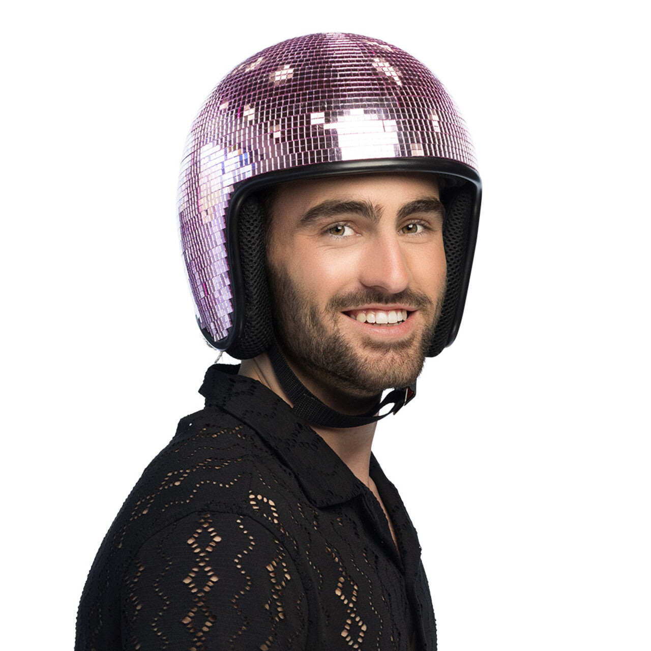 Op deze afbeelding zie je een Accessoires, van het merk Boland. Helm Disco Pailletten Roze