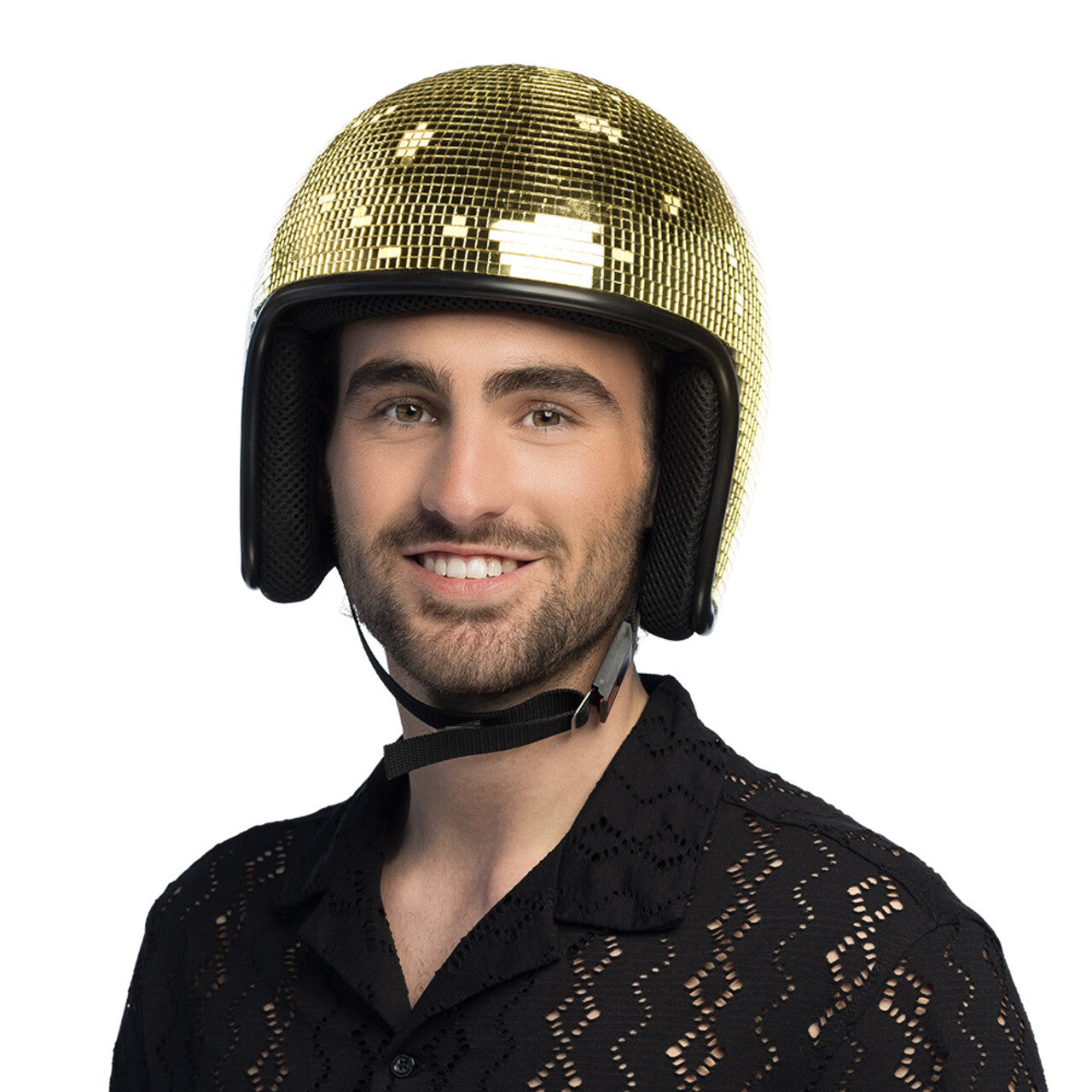 Op deze afbeelding zie je een Accessoires, van het merk Boland. Helm Pailletten Disco Goud