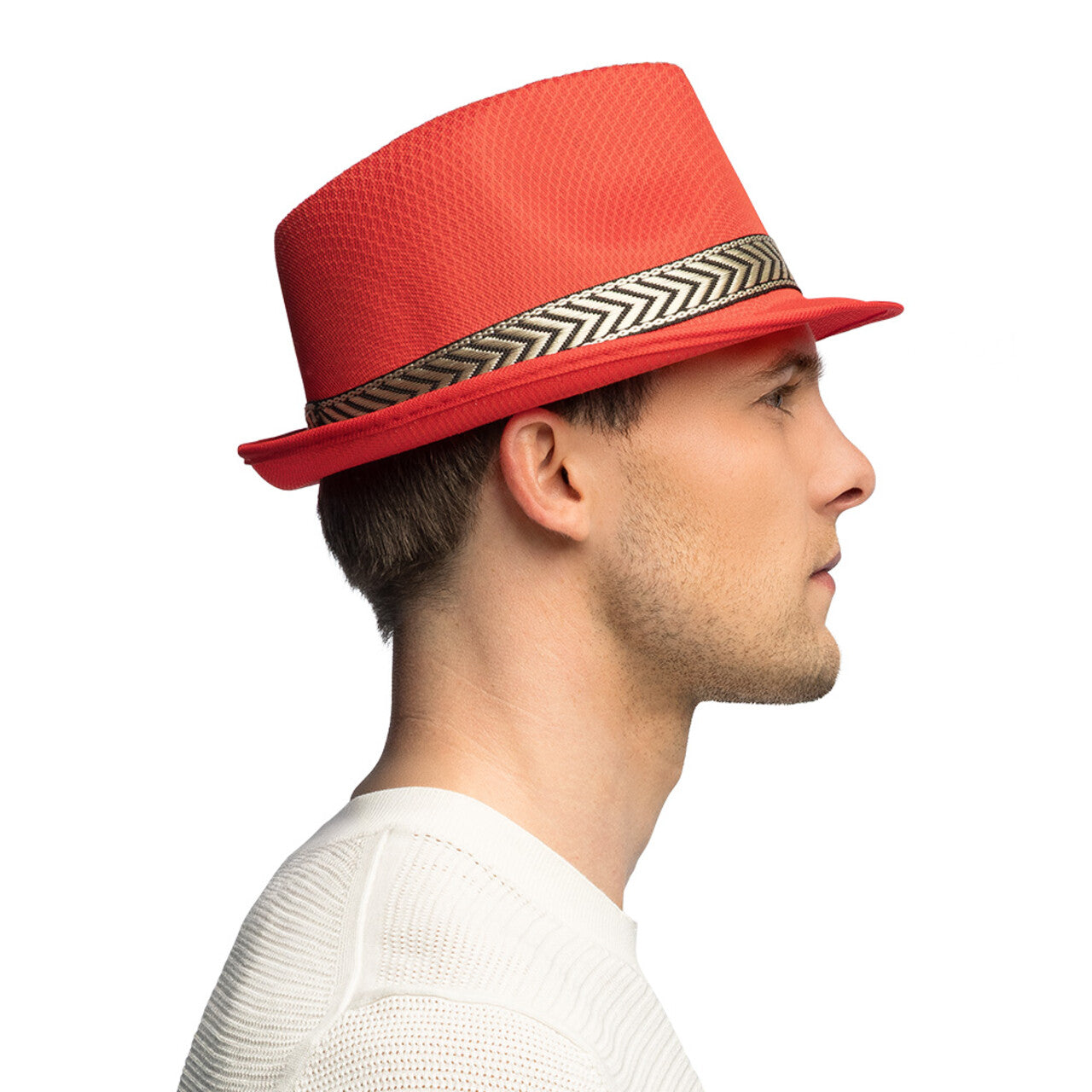 Op deze afbeelding zie je een Accessoires, van het merk Boland. Hoed Fedora Funky Rood