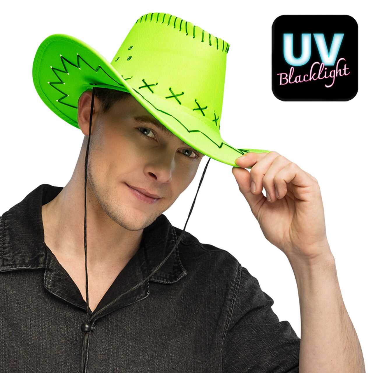 Op deze afbeelding zie je een Accessoires, van het merk Boland. Glowboy Cowboyhoed Neongroen Uv