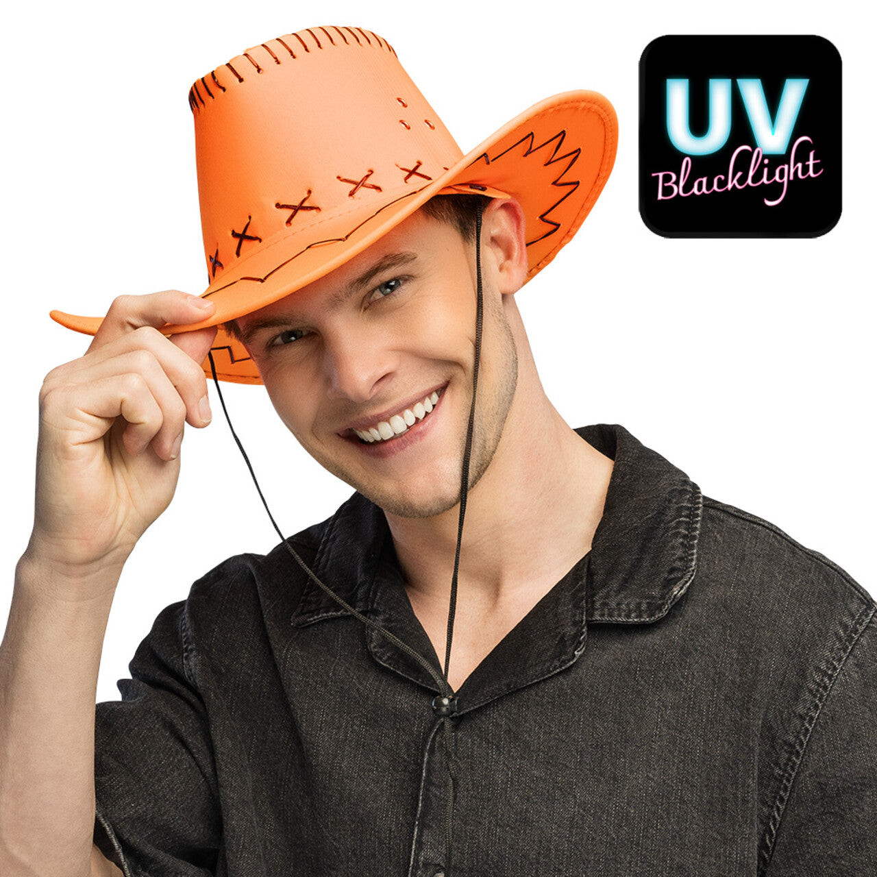 Op deze afbeelding zie je een Accessoires, van het merk Boland. Glowboy Cowboyhoed Neonoranje Uv