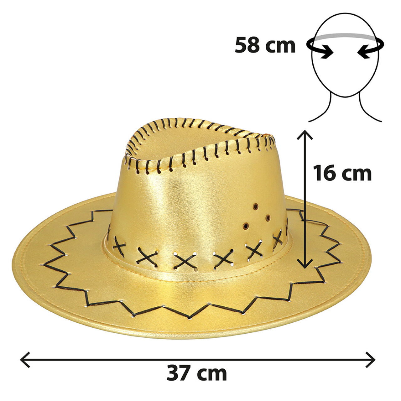 Op deze afbeelding zie je een Accessoires, van het merk Boland. Gouden Cowboyhoed Savanne