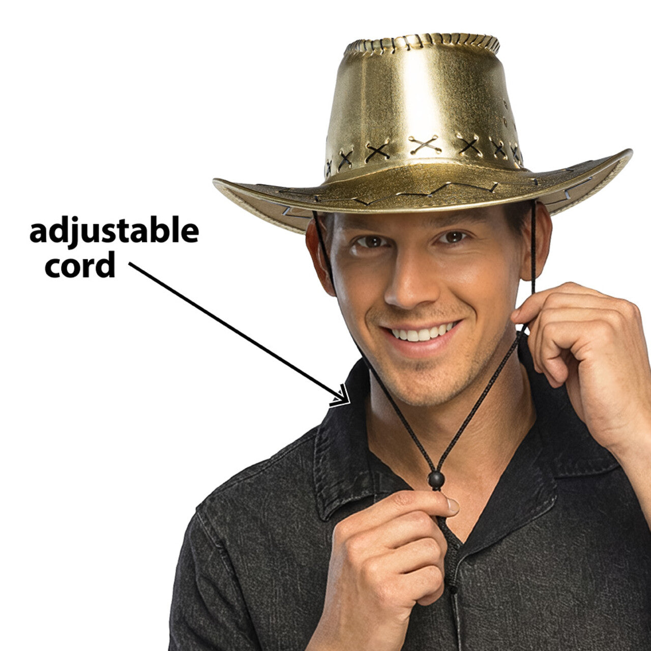 Op deze afbeelding zie je een Accessoires, van het merk Boland. Gouden Cowboyhoed Savanne