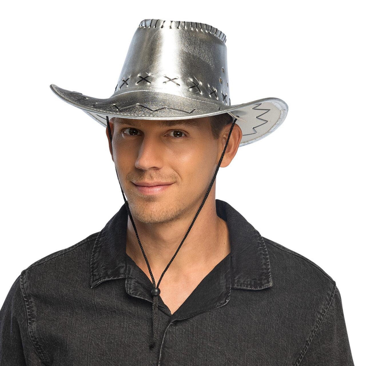 Op deze afbeelding zie je een Accessoires, van het merk Boland. Savanne Zilver Disco Cowboyhoed