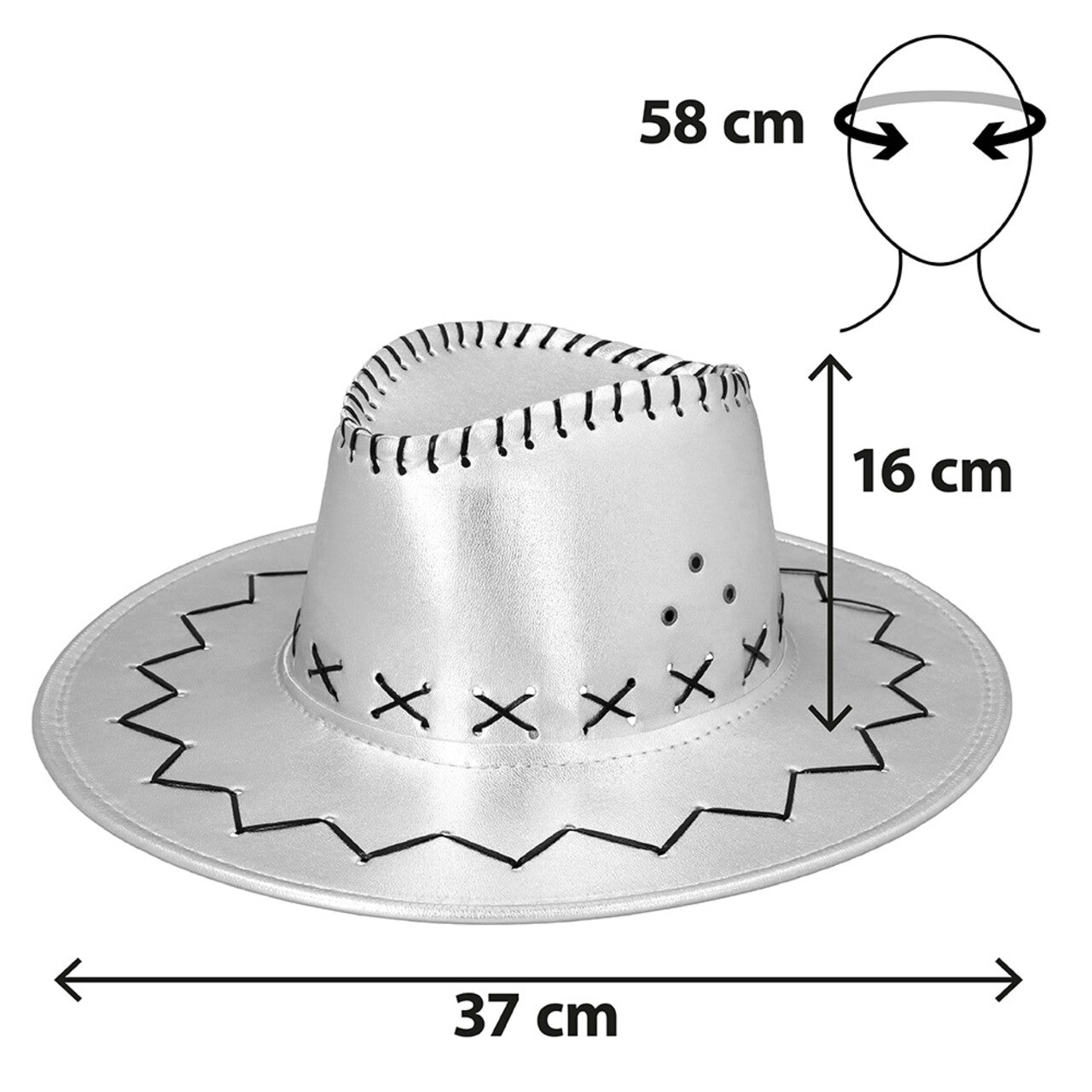 Op deze afbeelding zie je een Accessoires, van het merk Boland. Savanne Zilver Disco Cowboyhoed