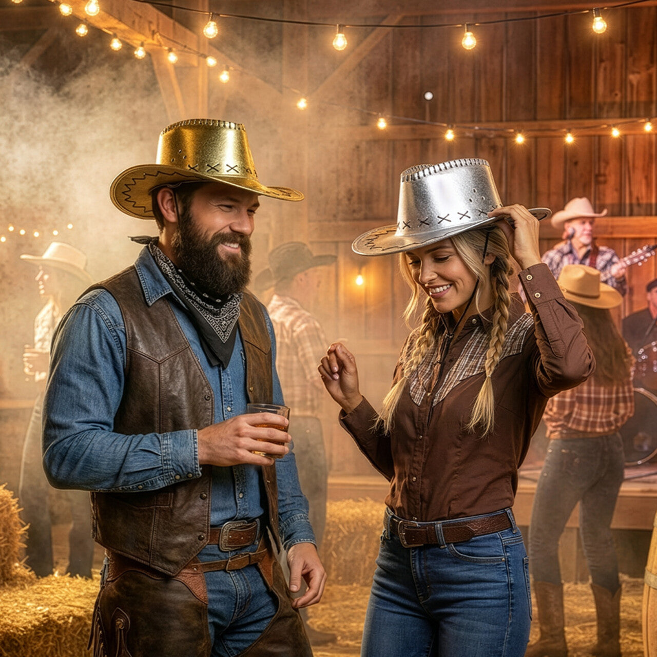 Op deze afbeelding zie je een Accessoires, van het merk Boland. Savanne Zilver Disco Cowboyhoed