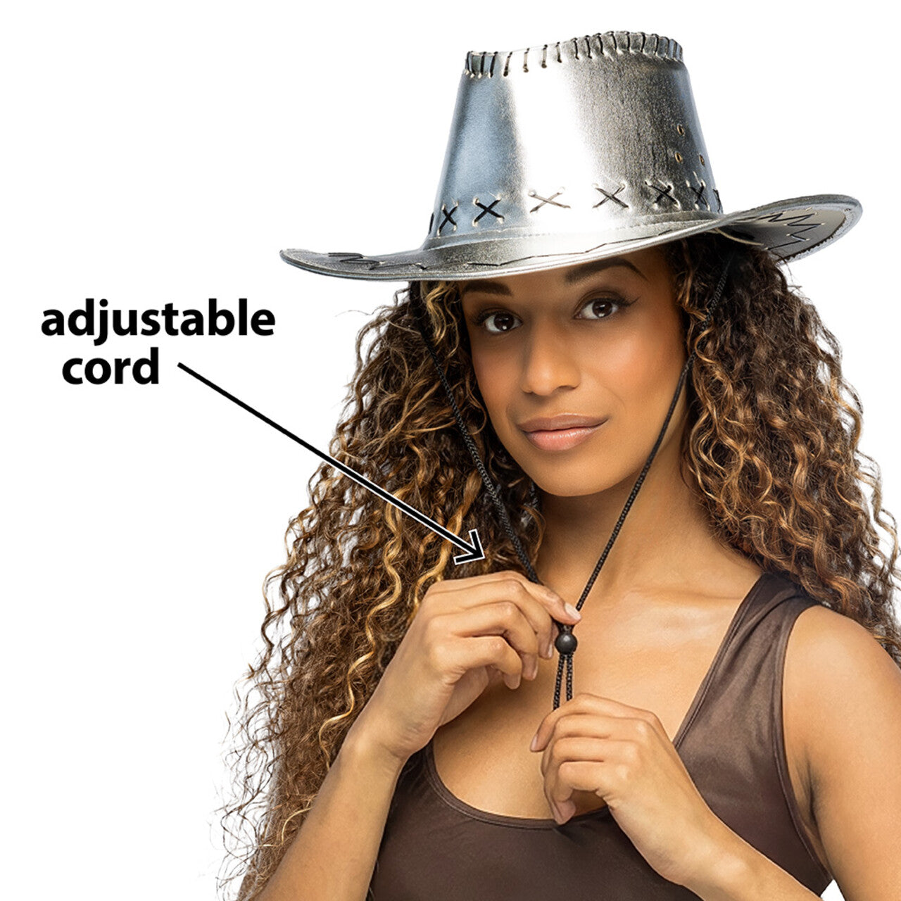 Op deze afbeelding zie je een Accessoires, van het merk Boland. Savanne Zilver Disco Cowboyhoed