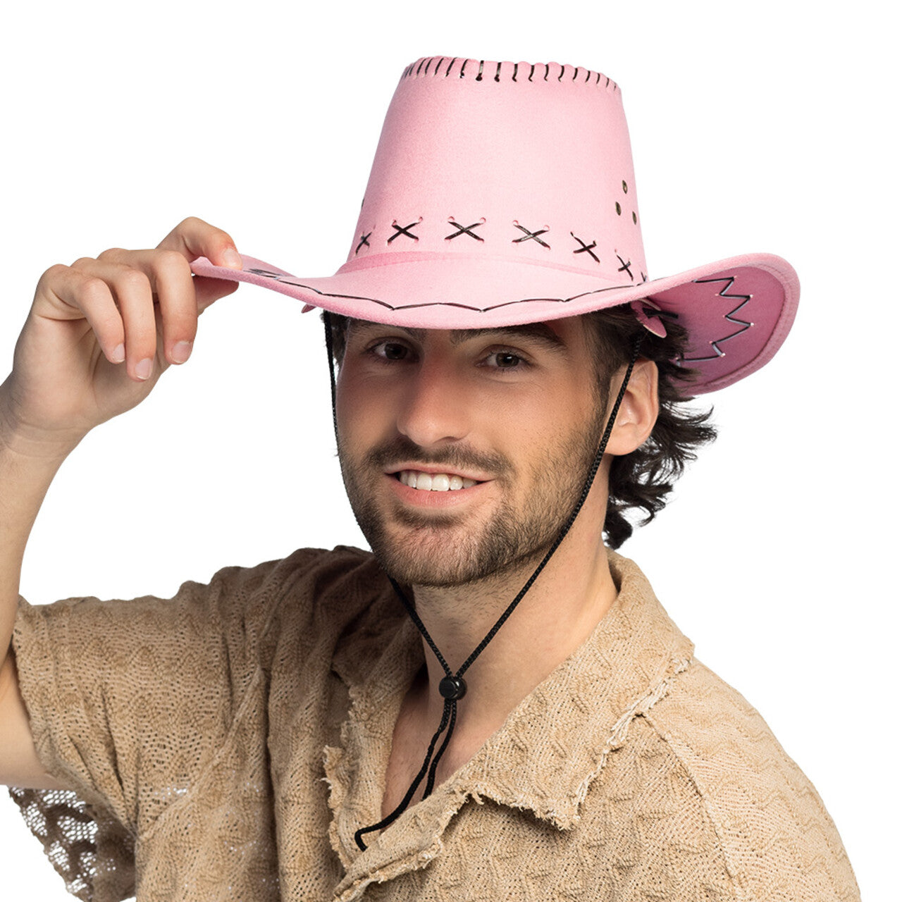 Op deze afbeelding zie je een Accessoires, van het merk Boland. Roze Cowboyhoed Savanne