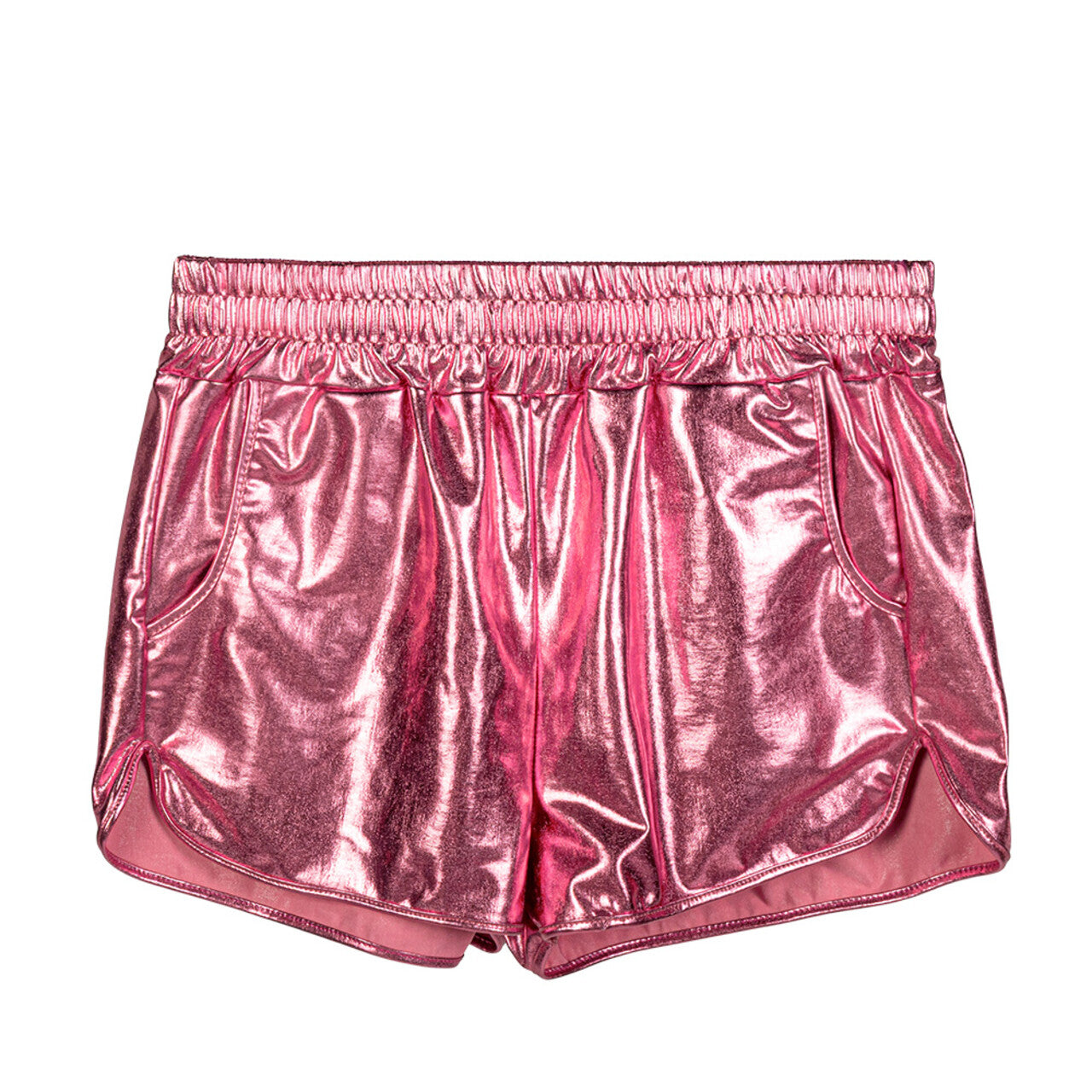 Op deze afbeelding zie je een Kostuums, van het merk Boland. Hotpants Metallic Shiny Sports Lichtroze Vrouw